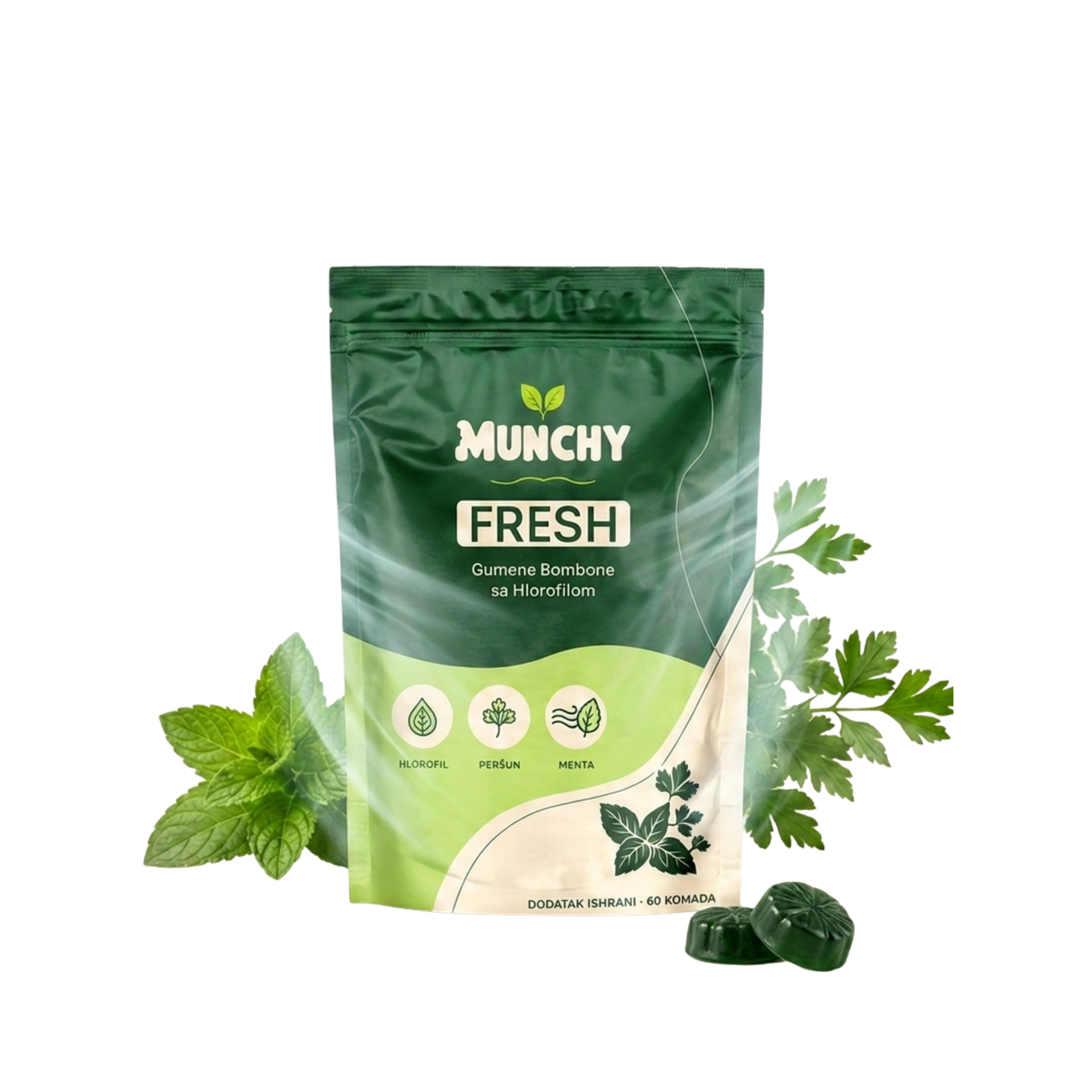 MUNCHY Fresh — Gumene Bombone sa Hlorofilom